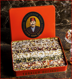 ROUND MIXED TURKISH DELIGHT WITH NUTS METAL BOX 1KG