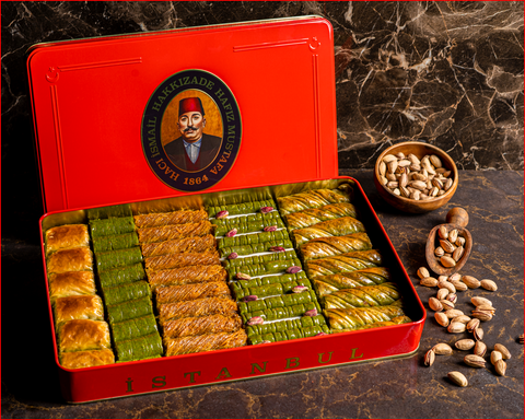 Premium Pistachio Baklava Assortment (XL Metal Box )